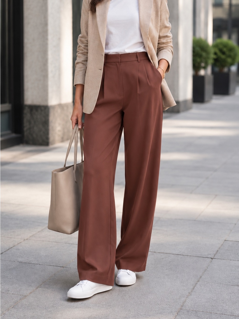 Abercrombie & Fitch Sloane Tailored Wide Leg Pants Brown Fall small
